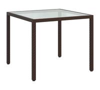 vidaXL Garden Table 90x90x75 cm Tempered Glass and Poly Rattan Grey