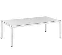Beliani Garden Dining Table Italy 220 Cm 100 Cm Glass White