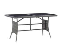 Garden table Grey 140x80x74 cm PE rattan tempered glass top, steel frame durable
