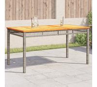 vidaXL Garden Table Outdoor Table Dining Table Grey Poly Rattan Acacia Wood