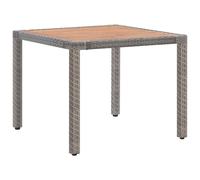 Garden Table Grey 90x90x75 cm Poly Rattan and Solid Acacia Wood