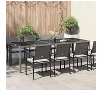 Garden Table Grey & Black 250x100x75 cm Poly Rattan Steel Outdoor Large Banquet