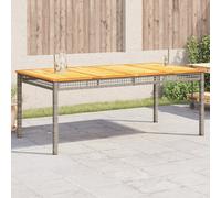 Garden Table Grey Brown 180x90x75 cm PE Rattan Acacia Wood Outdoor Dining Patio