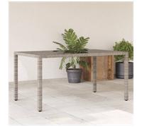 Garden table Grey Large 150x90x75cm PE rattan Powder-coated steel Tempered glass