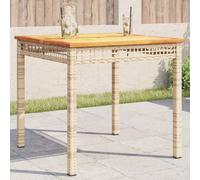 Garden Table Grey Poly Rattan Acacia Wood
