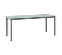 Garden Table Light Grey 190x90x74cm Aluminium Frame Glass Top Outdoor Patio Use