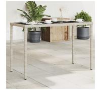 Garden Table Light Grey PE Rattan Tempered Glass 115x54x74cm Outdoor Patio Steel
