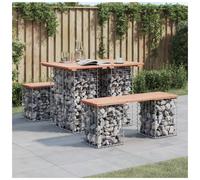 Garden Table Natural Douglas 100x70x72cm Pine Top Rustic Galvanised Gabion Base