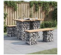 Garden Table Natural Pine 100x70x72 cm Solid Pine Top Galvanised Gabion Compact