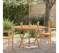 Garden table Natural Teak Ø110x75cm Solid Teak Wood Foldable Patio Table Compact