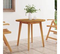 Garden Table Natural Wood 85cm Ø x75cm Solid Acacia Slatted Round Outdoor Patio