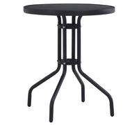 vidaXL Garden Table Black 80cm Steel and Glass Outdoor Round Bar Dining Table