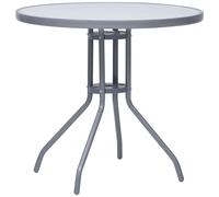 Garden Table Outdoor Dining Table Balcony Dinner Table Steel and Glass vidaXL