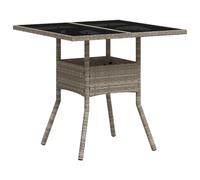 Garden Table Outdoor Dining Table Balcony Rattan Side Table with Glass Top