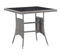 Garden table Grey 170x80x74cm PE Rattan Tempered Glass Outdoor Patio Dining Set