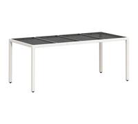 vidaXL Garden Table with Glass Top Outdoor Dining Table Light Grey Poly Rattan