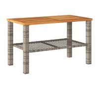 vidaXL Garden Table Beige 70x38x42 cm Poly Rattan Acacia Wood