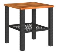 vidaXL Garden Table Black 40x40x42 cm Poly Rattan Acacia Wood
