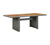 vidaXL Solid Acacia Wood Garden Table Light Grey Poly Rattan Outdoor Side Desk