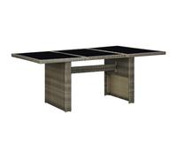 vidaXL Solid Acacia Wood Garden Table Dark Grey Poly Rattan Outdoor Side Desk