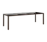 Garden Table Patio Table Outdoor Table Tempered Glass and Poly Rattan vidaXL