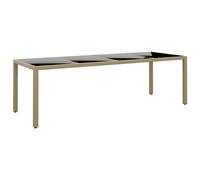 Garden Table Patio Table Outdoor Table Tempered Glass and Poly Rattan vidaXL