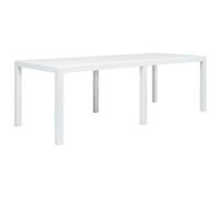 vidaXL Garden Table White 220x90x72 cm Plastic Rattan Look, White