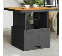 (black, 80 x 80 x 71 cm) vidaXL Garden Table Outdoor Table Dining Table Poly Rattan and Acacia Wood