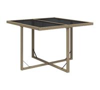 Garden Table Poly Rattan&Glass Patio Furniture Bistro Table Grey/Black vidaXL