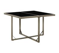vidaXL Garden Table Grey Poly Rattan and Glass Patio Furniture Bistro Table