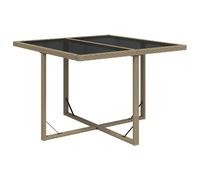 Garden Table Poly Rattan&Glass Patio Furniture Bistro Table Grey/Black vidaXL