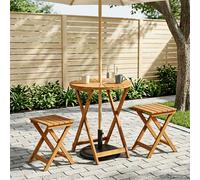 vidaXL Folding Garden Table Natural Ø60 x 75 cm Solid Acacia Wood