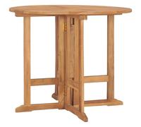 Garden Table Round Teak 90cm Ø Foldable Solid Teak Hardwood 75cm High OutdoorPro