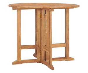 Garden Table Round Teak 90cm Ø Foldable Solid Teak Hardwood 75cm High OutdoorPro