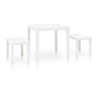 Garden Table Set Plastic White 78x78x72 cm Weatherproof with 2 Benches