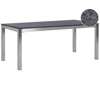 Beliani Garden Dining Table Grosseto 180 Cm 90 Cm Flamed Granite Graphite Grey