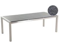 Beliani Garden Dining Table Grosseto 220 Cm 100 Cm Polished Granite Grey