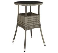 vidaXL Garden Table Ø60x75 cm Tempered Glass and Poly Rattan Grey