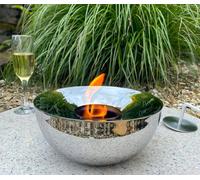 Garden Table Top Fire Pit Lamp Large Silver Smooth Finish