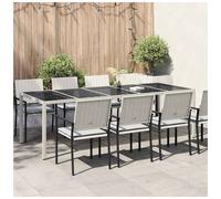 Garden Table White 250x100x75cm Poly Rattan Steel Outdoor Dining Table Large XL