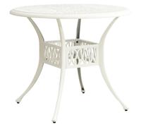 Garden Table White Cast Aluminium 90x90x74 cm Outdoor Patio Table Umbrella Hole