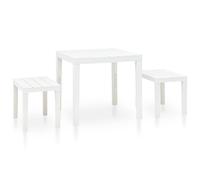 vidaXL Garden Table with 2 Benches Plastic White UK HOT