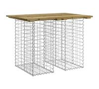 Garden Table with Gabion Base, Outdoor Compact Table for Backyard, Impregnated Pine Wood, Galvanized Steel Basket, Ideal for Patios and Gardens