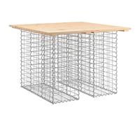 Garden Table with Gabion Base, Outdoor Compact Table for Backyard, Impregnated Pine Wood, Galvanized Steel Basket, Ideal for Patios and Gardens