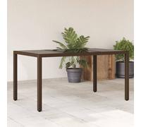 Garden Table with Glass Top Brown 150x90x75 cm Poly Rattan Berkfield Home Brown One Size