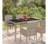 Garden Table with Glass Top Grey 150x90x75 cm Poly Rattan Berkfield Home Grey One Size