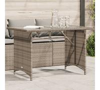 vidaXL Garden Table with Glass Top Grey 110x68x70 cm Poly Rattan