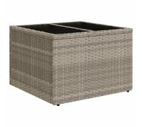 vidaXL Garden Table with Glass Top Outdoor Dining Table Brown Poly Rattan