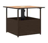 Vidaxl Garden Table With Parasol Hole Black 55X55X46.5 Cm Poly Rattan