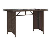 vidaXL Garden Table with Glass Top Brown 110x68x70 cm Poly Rattan